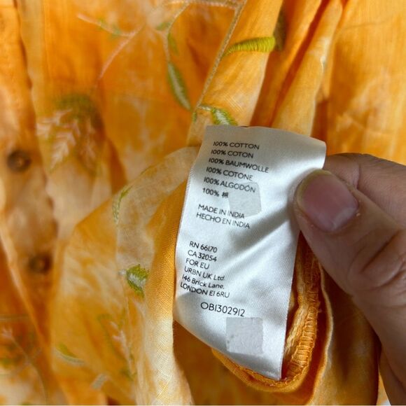 Anthropologie pilcro Yellow/orange tie dye embroidered button shirt size XSP - Picture 5 of 7